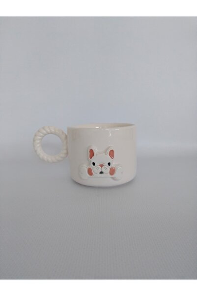Zümrüdüanka Seramik Dog Embossed Handmade Ceramic Mug