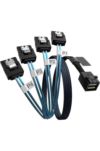 The Bros Internal Mini SAS to SATA Cable, SFF-8643 to SATA Forward Breakout C...