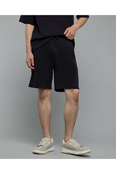 R&B Men's Black Solid Shorts With Drawstring Waist