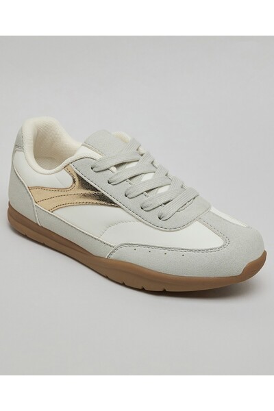 R&B Girl's Sand Color Block Lace Up Sneakers