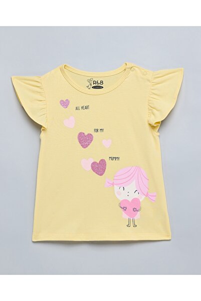 R&B Printed Top With Crew Neck And Flutter Sleeves