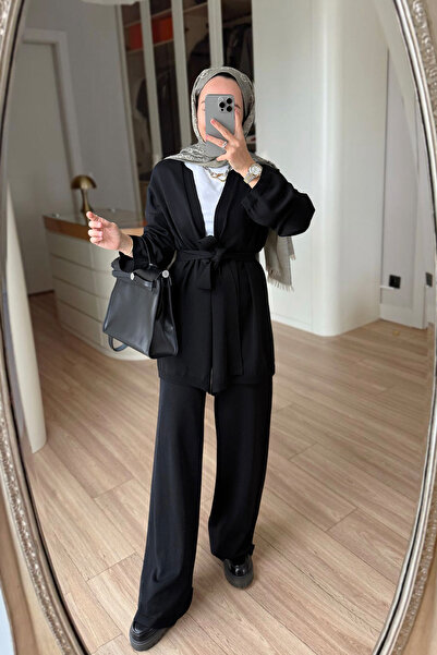 Ka Hijab Σετ Ραγιόν Καρδιάρικο Παντελόνι Premium - Μαύρο