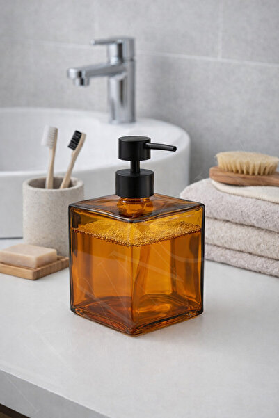 NEWNOW Luxury Square Glass Liquid Soap Dispenser - Bathroom & Kitchen Mega Si...