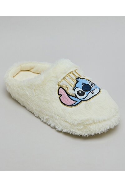 R&B Women's Ivory Stitch Appliqued Bedroom Slippers