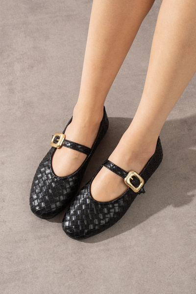 SOFT Melodi Women's Black Knitted Buckle Orthopedic Sole Comfortable Daily Ba...