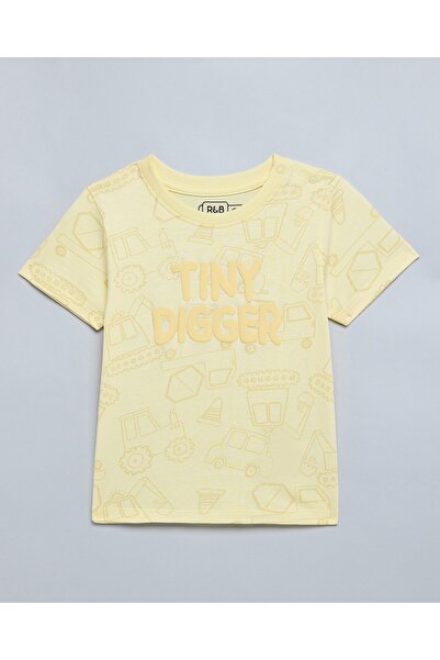 R&B تي شيرت مطبوع برقبة دائرية وأكمام قصيرة