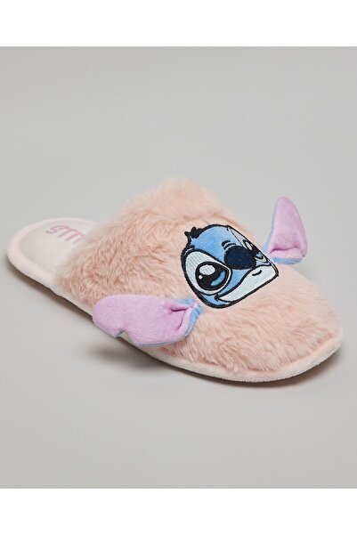 R&B Women's Pink Stitch Appliqued Bedroom Slippers