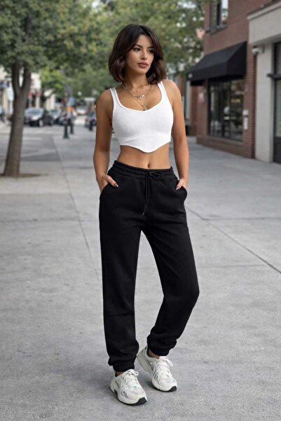 PENGORA Women's Winter 3-Thread Fleece-Lined Elasticated Leg Sweatpants