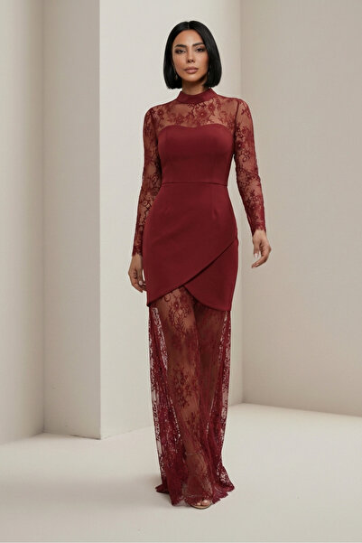 ALFUDO Moda Collection Lace Detailed Long Graduation Evening Dress