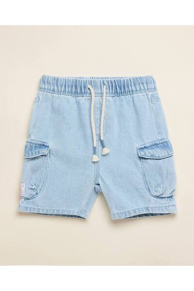 R&B Washed Denim Shorts With Drawstring Waist