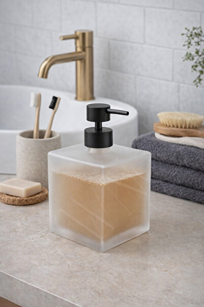 NEWNOW Luxury Square Glass Liquid Soap Dispenser - Bathroom & Kitchen Mega Si...
