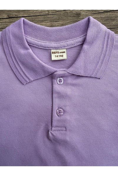 BEFS STORE LILA 100% bumbac pentru fete și băieți, guler polo, mânecă scurtă, croială normală, tricou simplu pentru școală Lakos