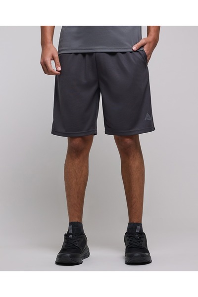 R&B Men's Grey Solid Shorts With Drawstring Waist