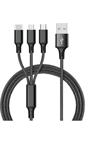 The Bros Nylon Braided 3 In 1 Fast Charging Cable For Iphone , Samsung , Huaw...