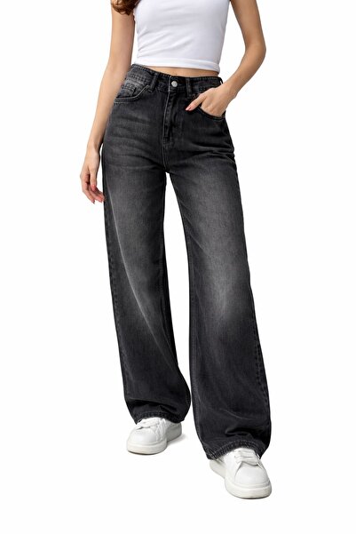 oraystore Women's Vintage Effect Baggy Fit Jeans