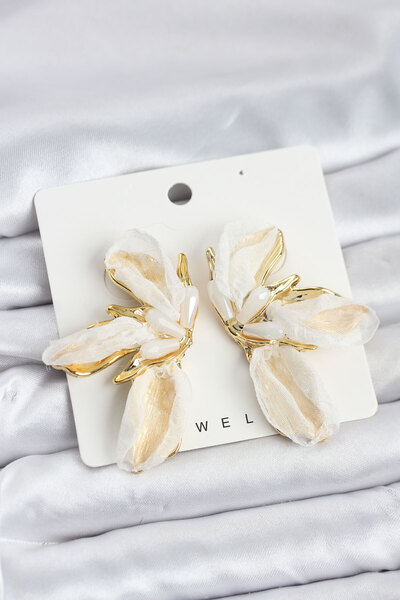 Nehir أقراط نسائية من التول باللون الأبيض من لوتس موديل هدية عيد الأم للمعلما...