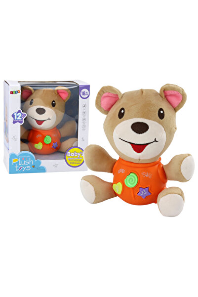 LEAN Ursulet interactiv PORTOCALIU din plus cu sunete si lumini 23 cm