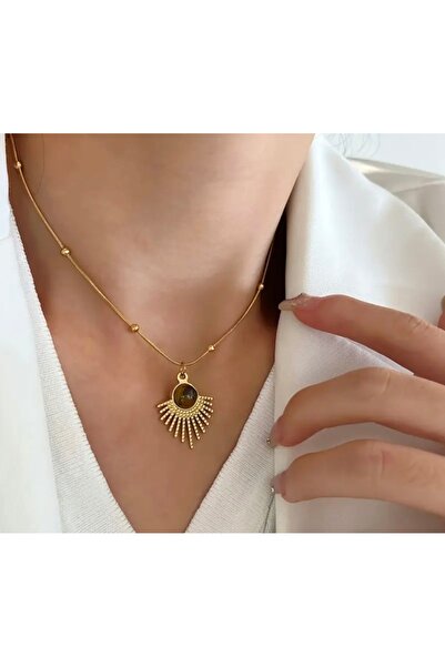 MURASSA BUTİK Vintage Göz Yaşı Desen Kaplan Gözü Kolye