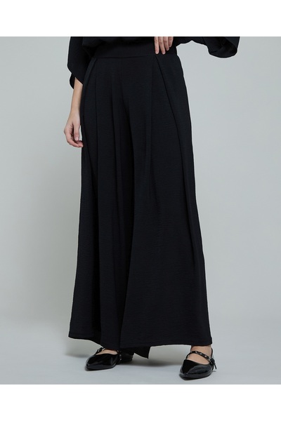 R&B Crinkled Wide Leg Pants With Elastic Waist