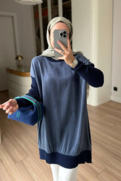 Ka Hijab Копринена туника от мерсеризирана купро - тъмно синьо