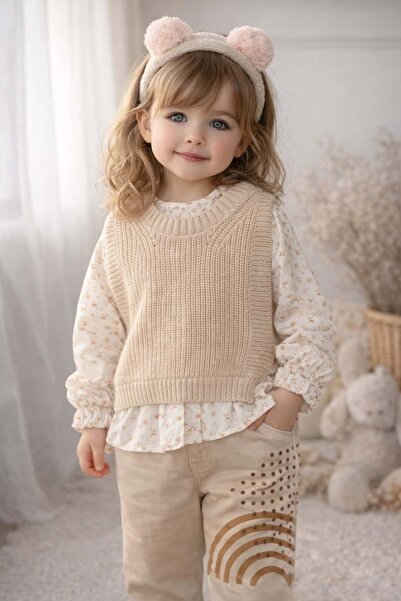 gültekin bebe Bebiço Kız Süveterli 3 Lü Takım 2-5 Yaş-5423720 - BEJ
