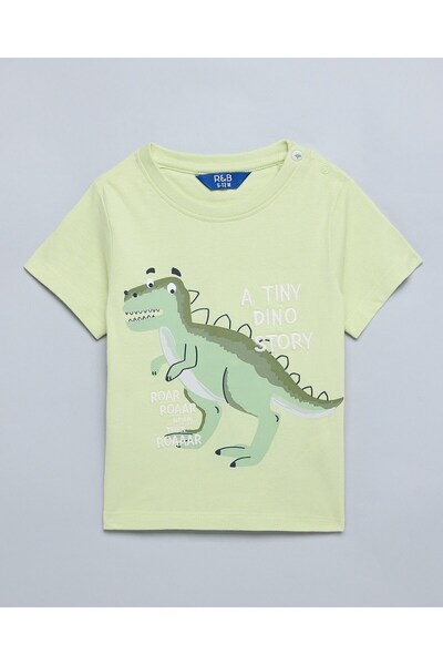 R&B Dino Print T-Shirt With Crew Neck And Short Sleeves