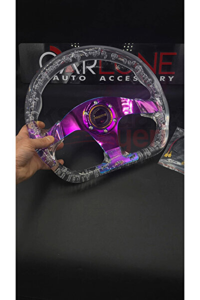 carlone Şeffaf Epoksi Direksiyon Altı Kesikli Momo 32cm Kabarcıklı Direksiyon...