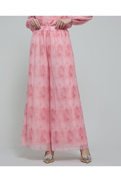 R&B Printed Wide Leg Pants With Elastic Waist