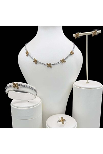 Generic Elegant silver and gold mixed zircon set, special edition, diamond pr...