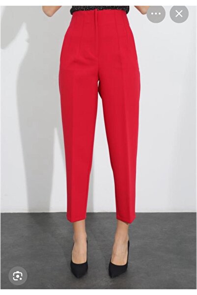 MADAME MELEK Zr Model Original Brand Fillet Detailed Fabric Pants Slim Leg Pants