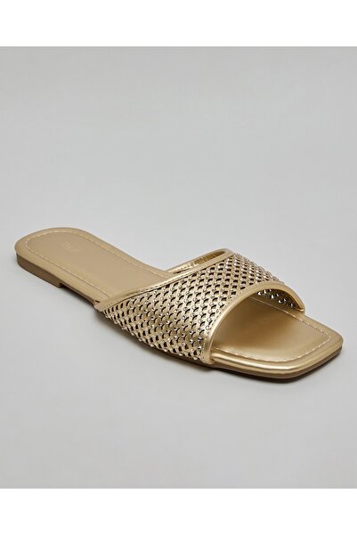 R&B Women's Gold Studded Flat Sandals
