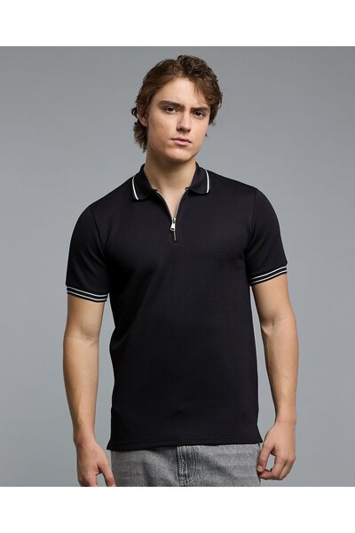 R&B Solid Polo T-Shirt With Short Sleeves