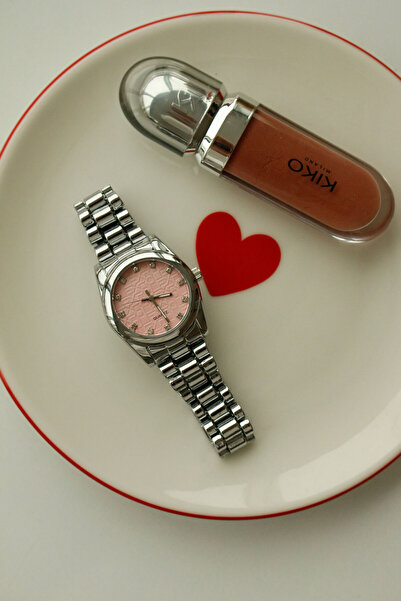 KOMBİNOLOJİ Rodis Silver Metal Kadın Kol Saati(içi pudra)