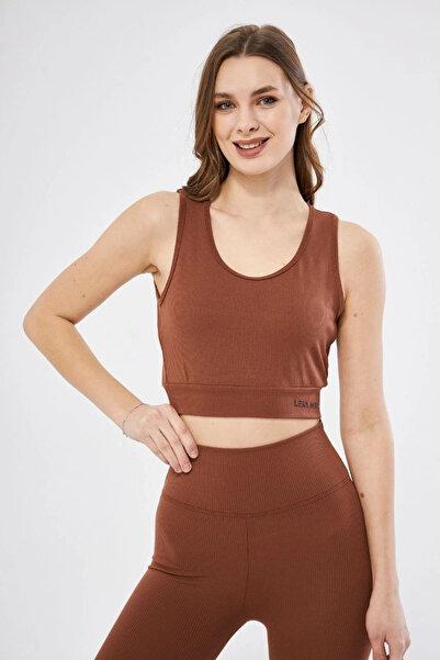 Alfanora Women's Ribbed Printed Crop - Brown