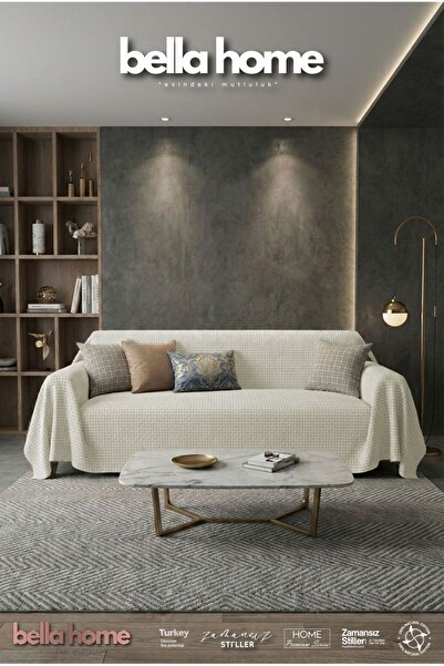 Bella Home Knitted Fleece Sofa & Couch Cover - Soft Texture & Modern Design C...