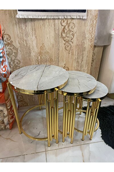 Turkish Home Gold Opera granit renkli servis masası