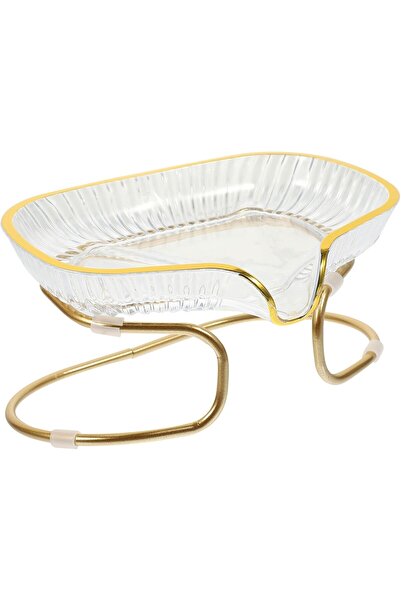 Flippy Soap Dish with Holder, Water Drainage System, Golden Edge, 14 x 8.5 x ...