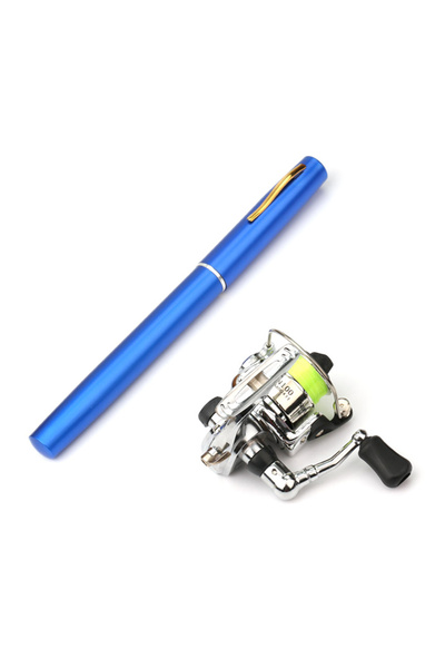 Choice1 1.4m Blue Pket Collapsible Fishing Rod Reel Combo Mini Pen Fishing Po...