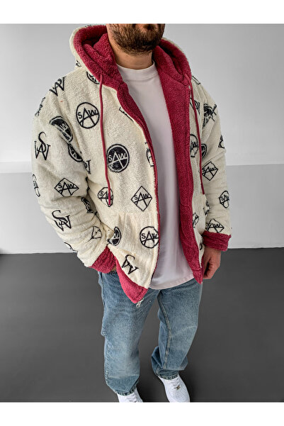 BUPPO Çift Taraflı Kalın Kapüşonlu Ovesize Peluş Mont