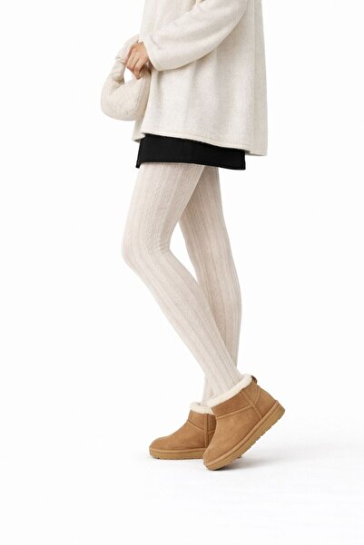 DAYMOD ÇORAP Sonya Cotton Self-Patterned Winter Patterned Pantyhose (Bone)