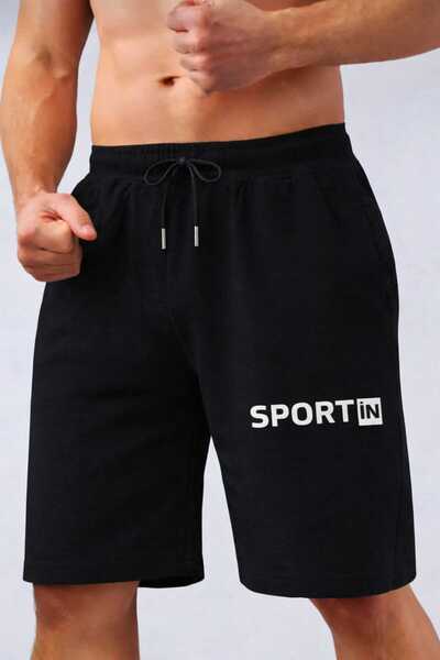 TREND ALİSSE SİYAH cepli Spor rahat bermuda Antrenman Şortu - Erkek Cepli Spo...