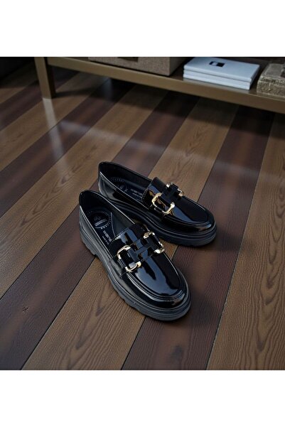 Wanetti Women's Patent Leather Orthopedic Sole 4-Point Loafer Shoes Ballet Flats