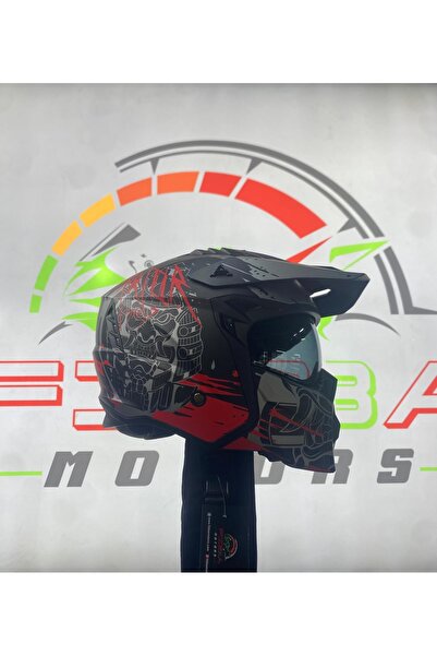 Sway FİBBA Sw X1-X Warrior Matt Black Grey Red Modüler Kask