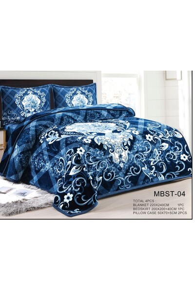 alzawia Double bed blanket set, patterned and floral, 4 pieces
