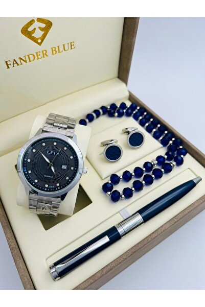 FANDER BLUE FanderBlue Steel Men's Set - Watch, Cufflinks, and Luxury Pen