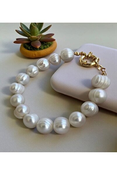 Taşmir Sertifikalı Orijinal Gemici Kilitli Gerçek Inci Bileklik / 19 cm / 9-1...