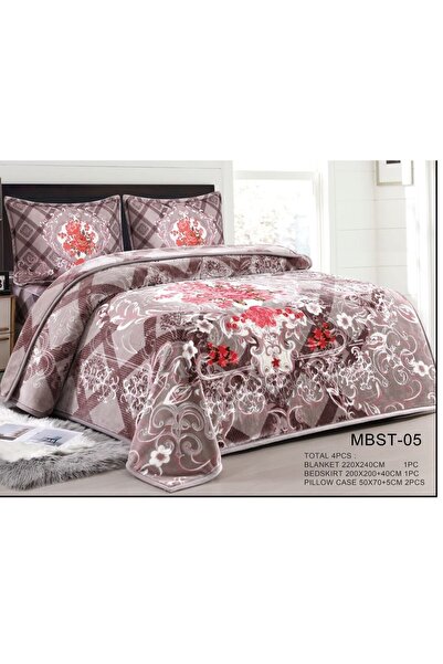 alzawia Double bed blanket set, patterned and floral, 4 pieces