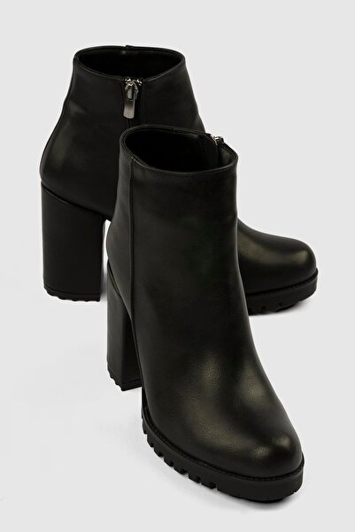 Mubiano Women's Boots Thick Heeled Zippered Mila Black