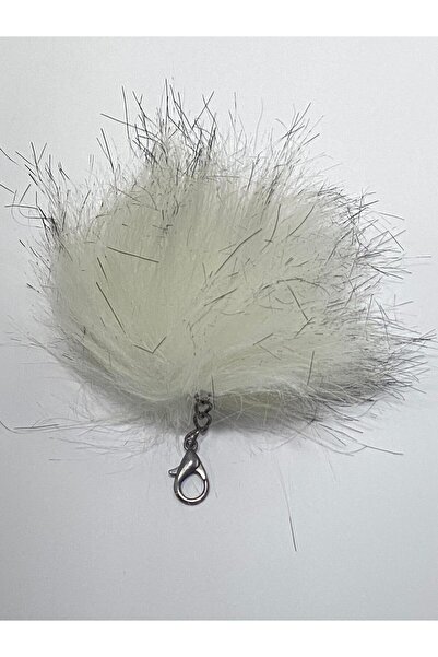 karantuhafiye Γούνινο πομπόν / Κρεμαστό πομπόν / λευκό