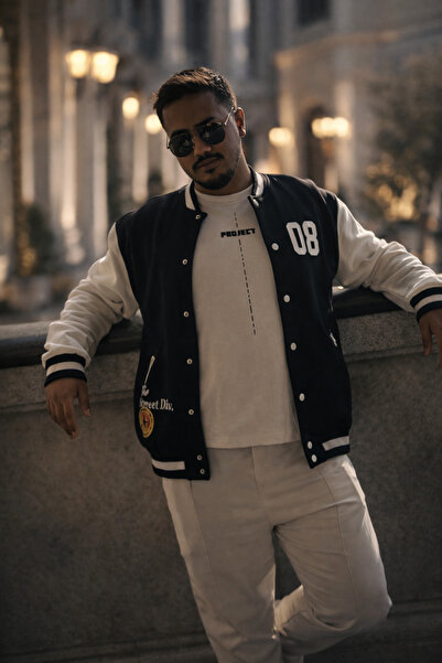 La Roenne Boutique La Rôenne Unisex Siyah Oversize Bomber Kolej Ceket